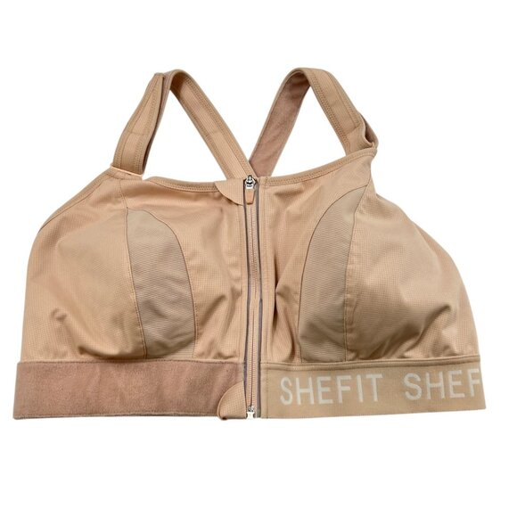Shefit Adjustable Sports Bra Beige with Zipper Front Size 4Luxe